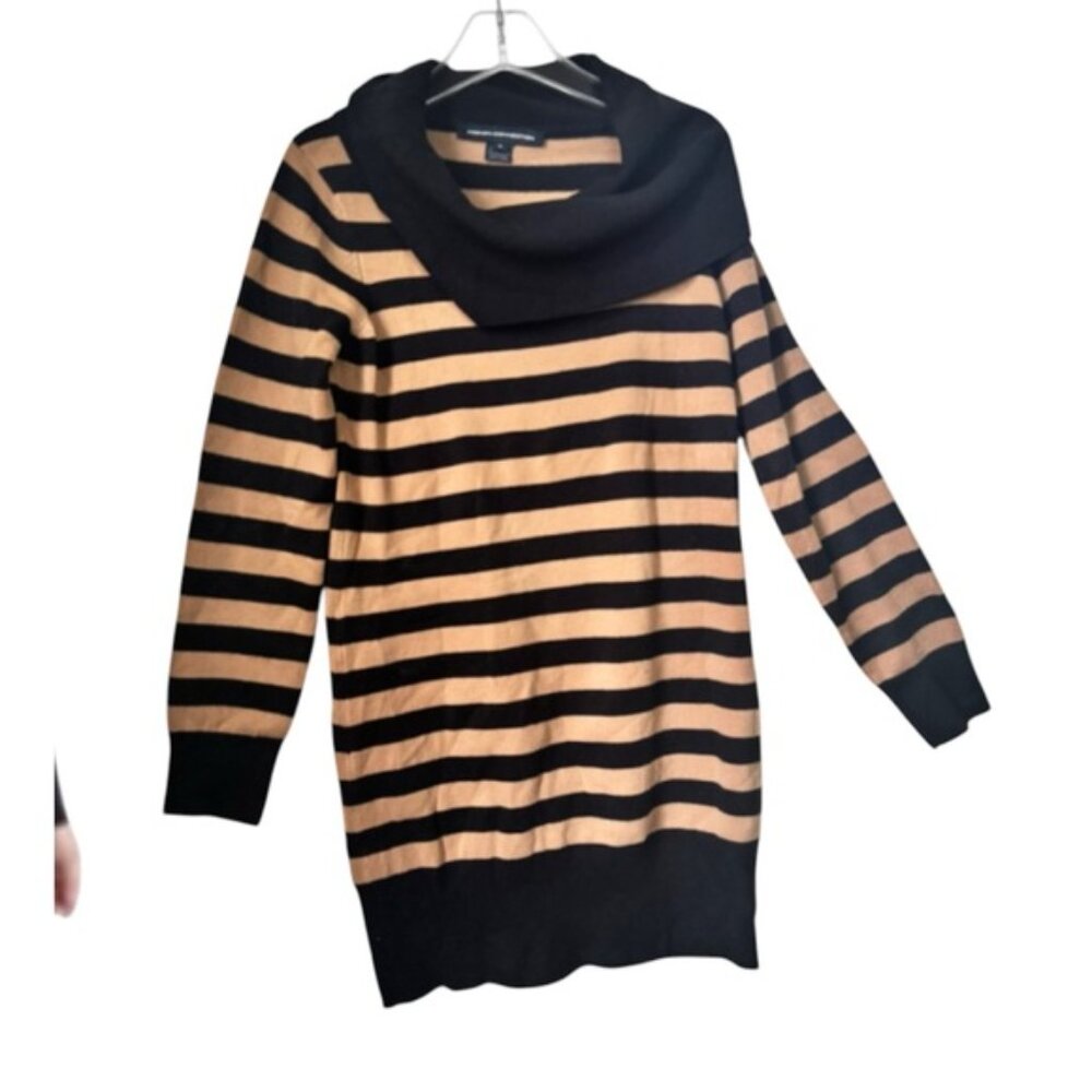 French Connection Vintage Striped Bambi Cowl Neck Tunic Sweater Dress Knit Top L - Picture 2 of 16